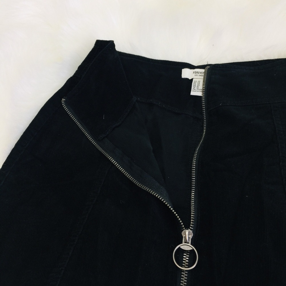 F21 Black Corduroy Zip Front Mini Skirt | 24 - Picture 6 of 6
